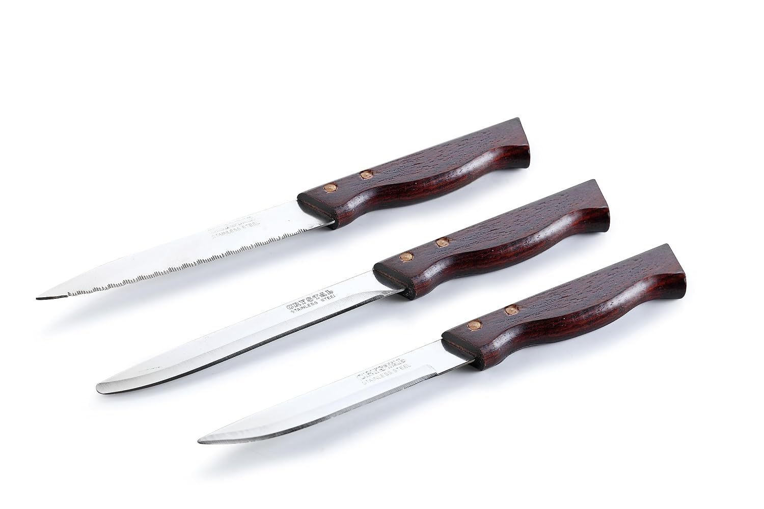Crystal Stainless Steel Knife Set, Set Of 3, Rosewood Handle