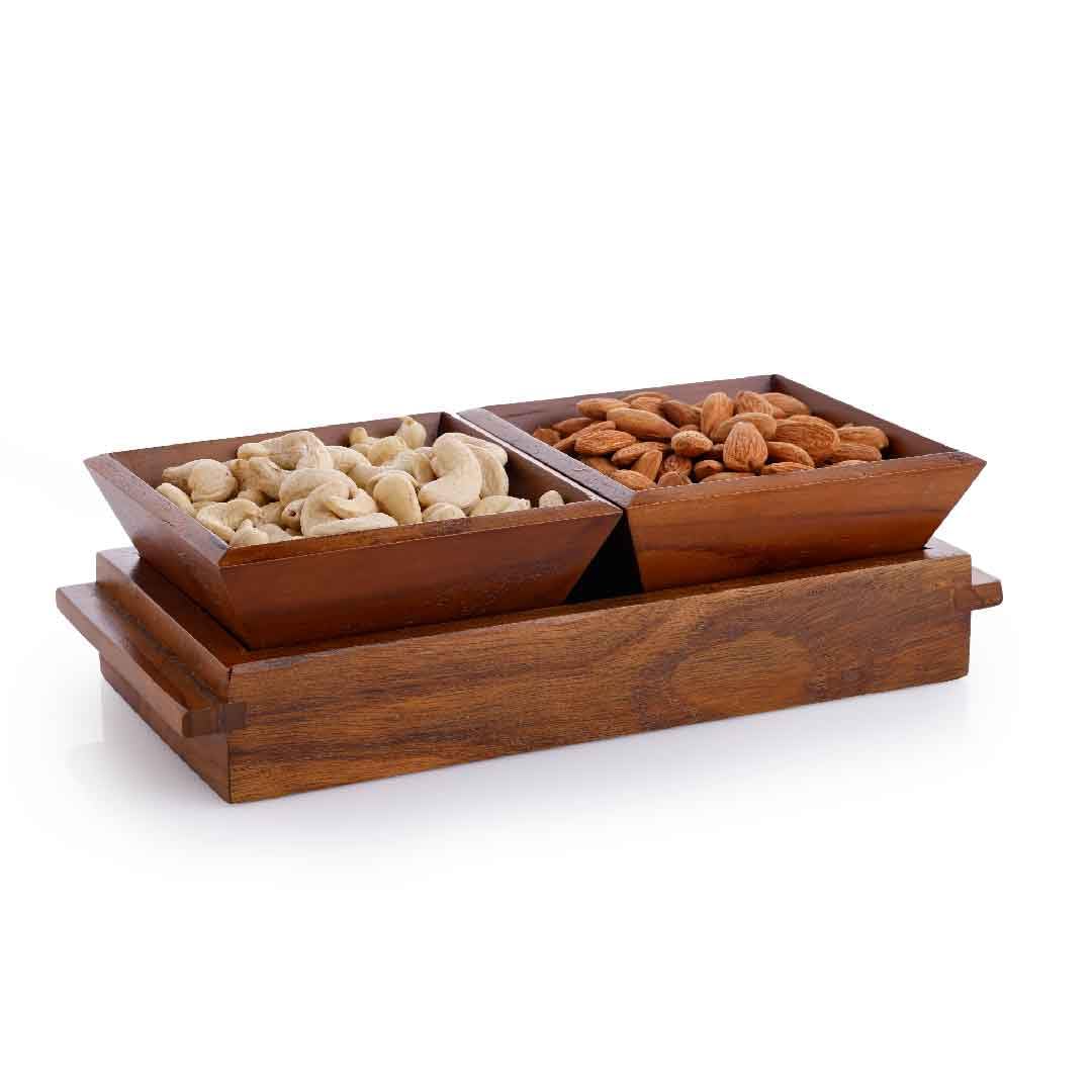 Crystal T/W Milano 2 Bowls With Tray