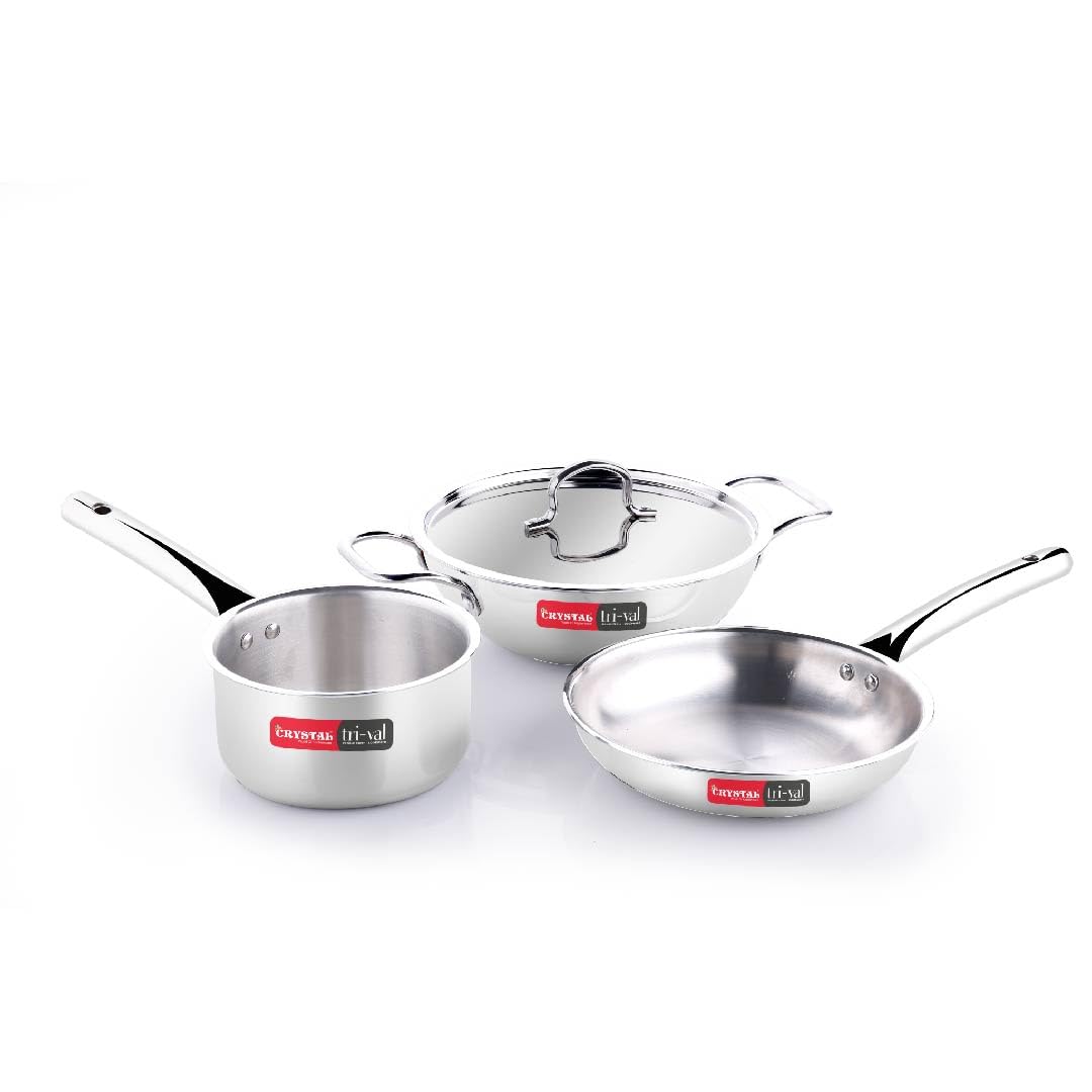 Trival 4 Pcs Set Kadai 240 + 220 F/R 160 S/P With Ss Lid