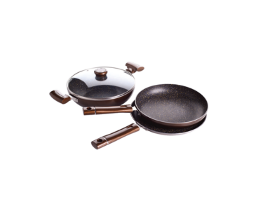 Crystal Grano 3 Pc Set (Tawa 250MM+Fry Pan 240MM+Kadai 240MM+Glass Lid 240MM)