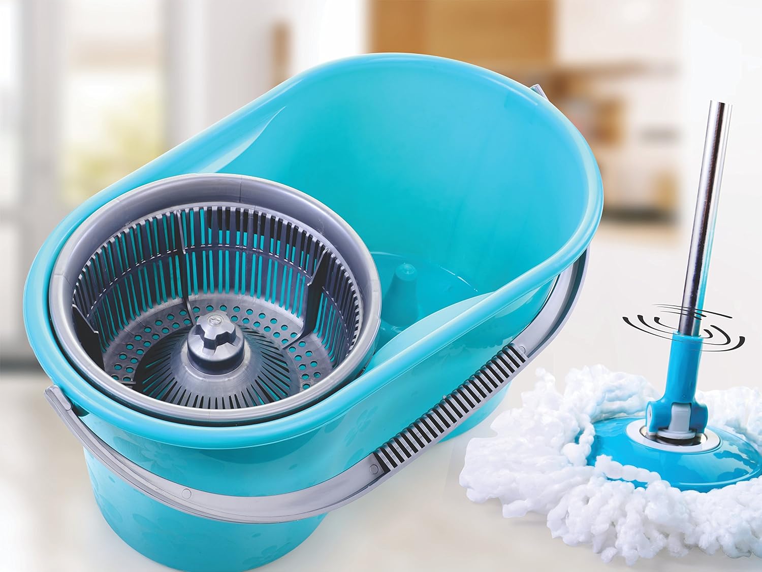Sparkmate By Crystal PSM-091 Plastic Spin Mop (Blue, 3-Pieces)