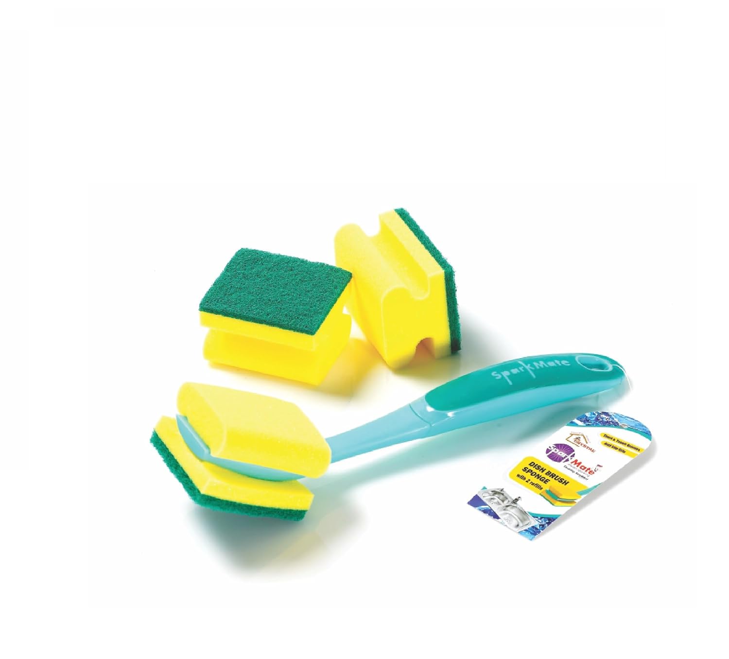 Sparkmate By Crystal Dish Brush Sponge With 2 Refills