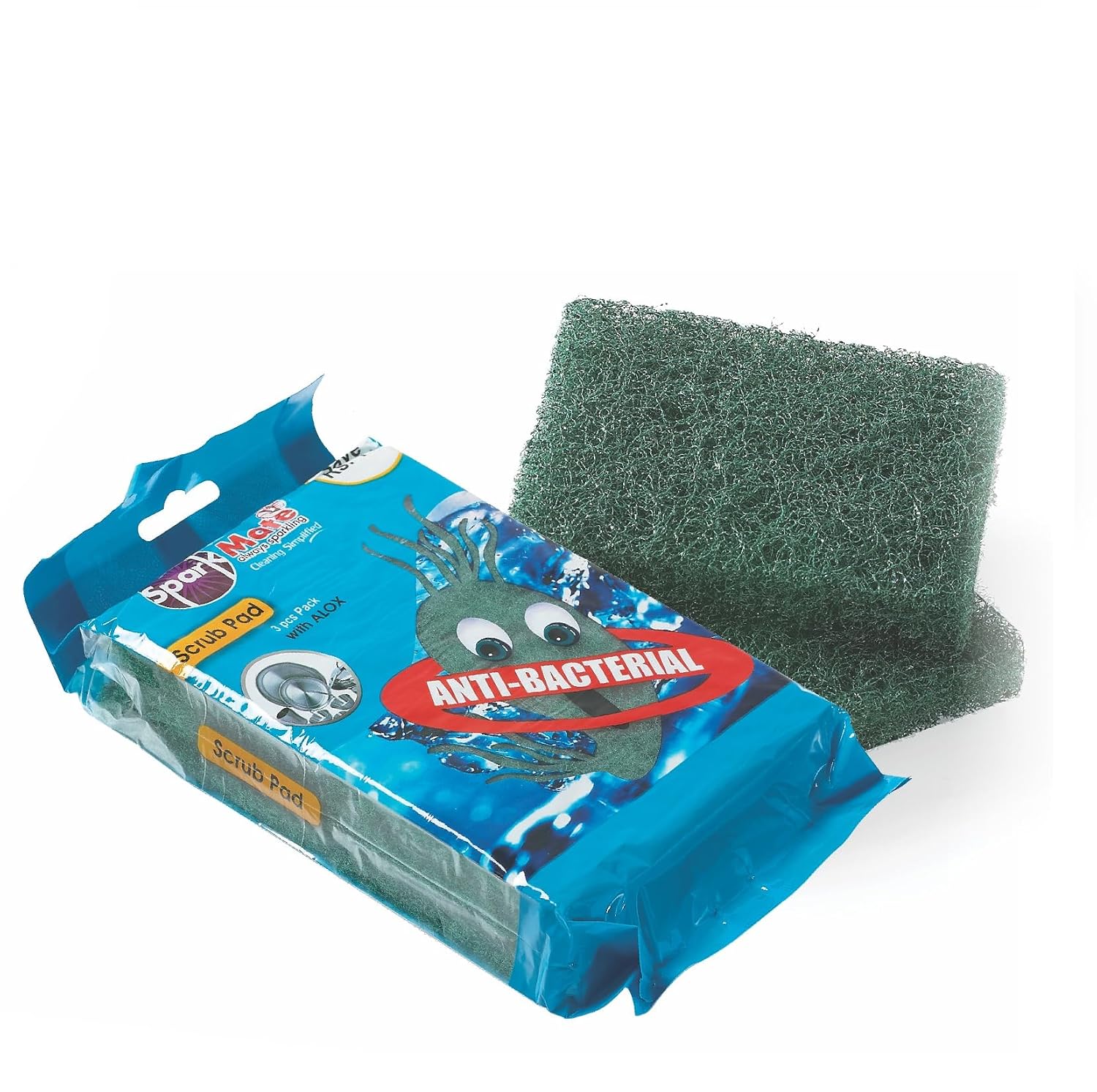 Sparkmate By Crystal Scrub Pad With Alox, Set Of 3, 7.5cm X 10cm