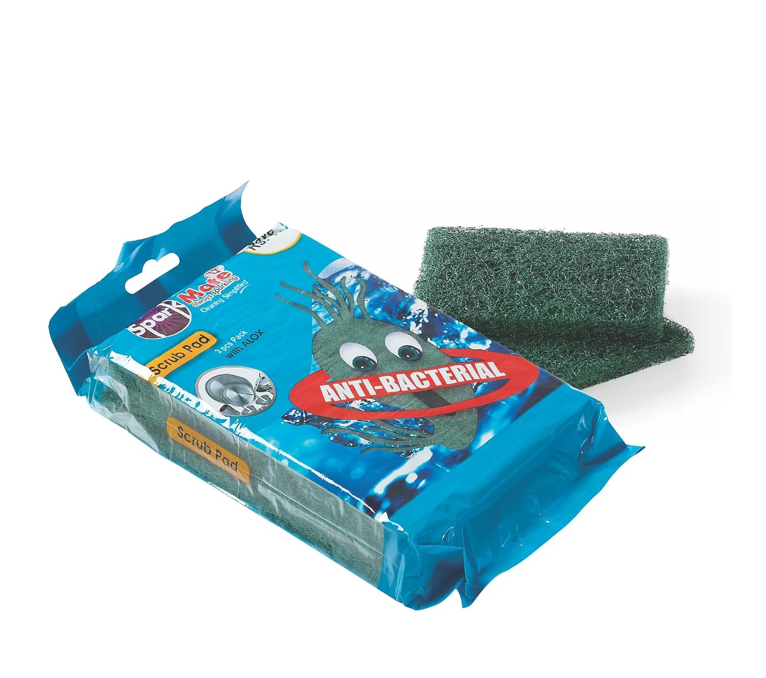 Sparkmate By Crystal Scrub Pad With Alox ,Set Of 3, 10cm X 14cm