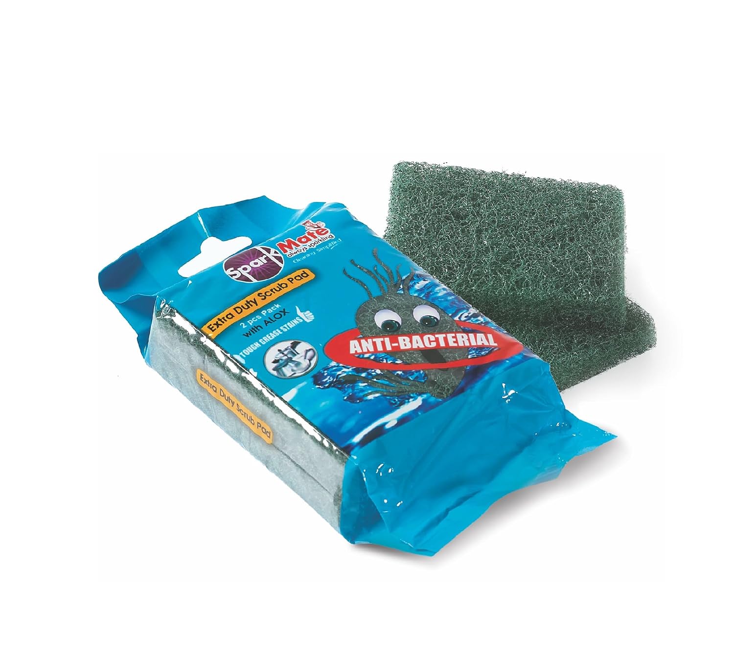 Sparkmate By Crystal Extra Duty Scrub Pad With Alox,Set Of 2, 7.5cm X 9cm