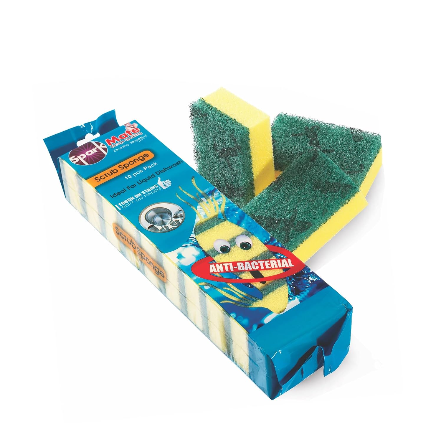 Sparkmate By Crystal Scrub Sponge,Set Of 10, 8cm X 5cm